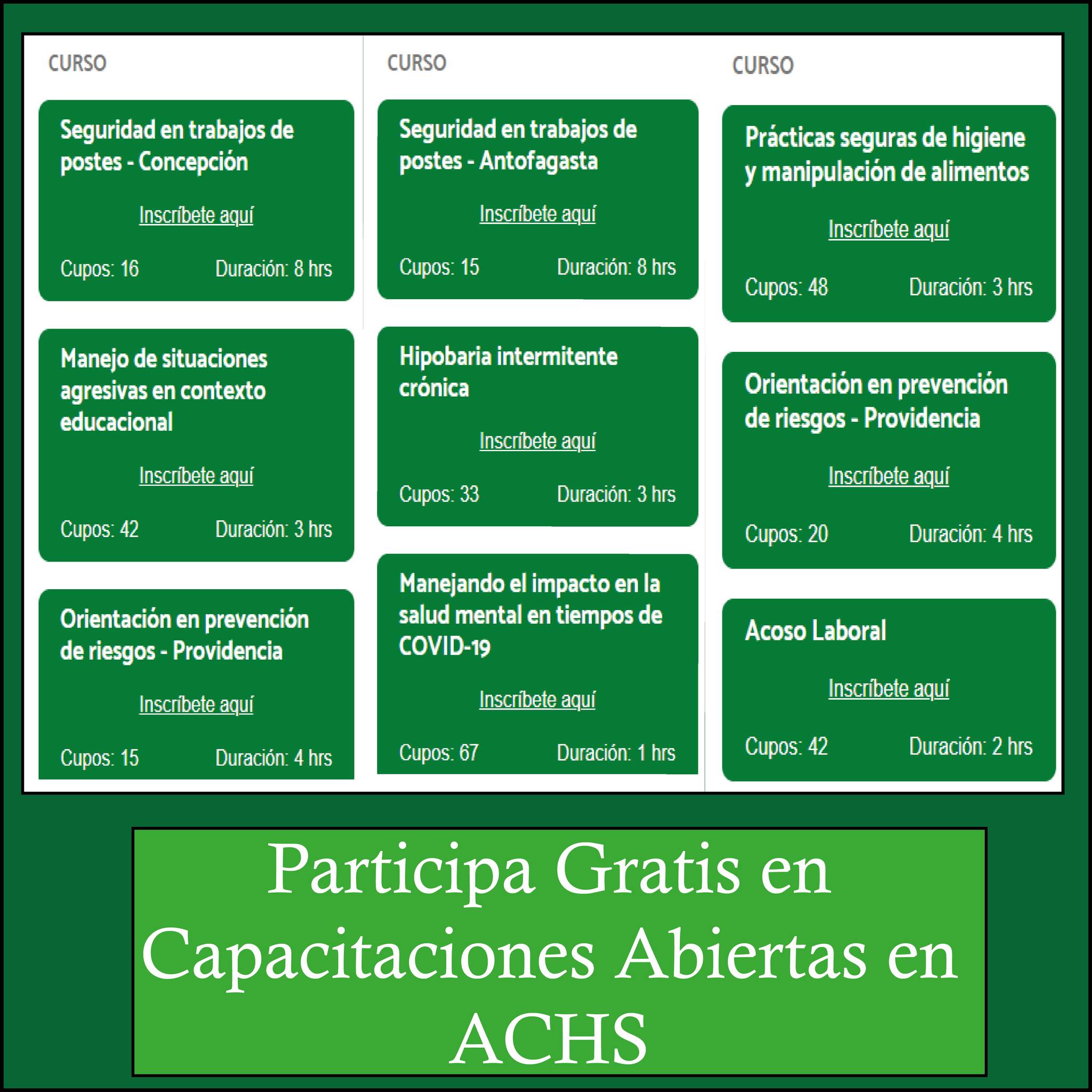 Capacitaciones Gratis ACHS